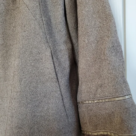 Vintage Feraud Virgin Wool Silk Tweed Brown Long Fringed Blazer Women's Sz Large